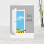 Open deur met zonnebloem en botervliegen kaart (Voorkant)