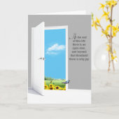 Open deur met zonnebloemveld kaart (Gele Bloem)