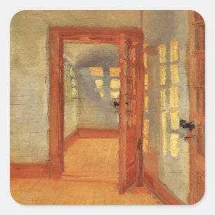 Open deur, zonnige impressionist interieur Anna An Vierkante Sticker