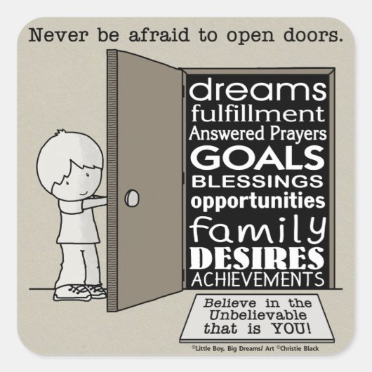 Open deuren vierkante sticker (Voorkant)