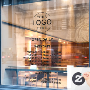 Open Diverse Winkeluren Uw Logo Winkel Bord Raamsticker