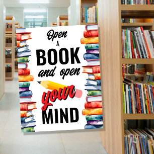 Open een boek en open je geest schoolbibliotheek poster