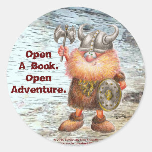 Open een boek. Open avontuur. Ronde Sticker