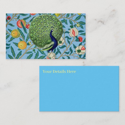  Open Fan Feathers Peacock Visitekaartje (Voorkant / Achterkant)