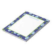 Open Flowers Blue op Navy Notepad Notitieblok (Gedraaid)