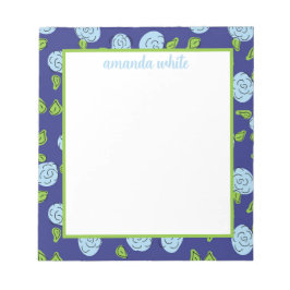 Open Flowers Blue op Navy Notepad Notitieblok