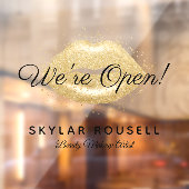 Open For Business Gouden Zwarte Schoonheid Lippen  Raamsticker (Vel 2)