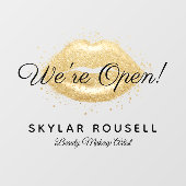 Open For Business Gouden Zwarte Schoonheid Lippen  Raamsticker (Vel)