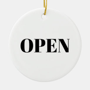 Open / Gesloten zwart-wit, tweezijdig winkelbedrij Keramisch Ornament