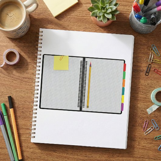 Open Graph Paper Notebook met Potlood Planner
