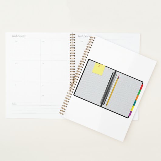 Open Graph Paper Notebook with Pencil (Devant avec enveloppe)
