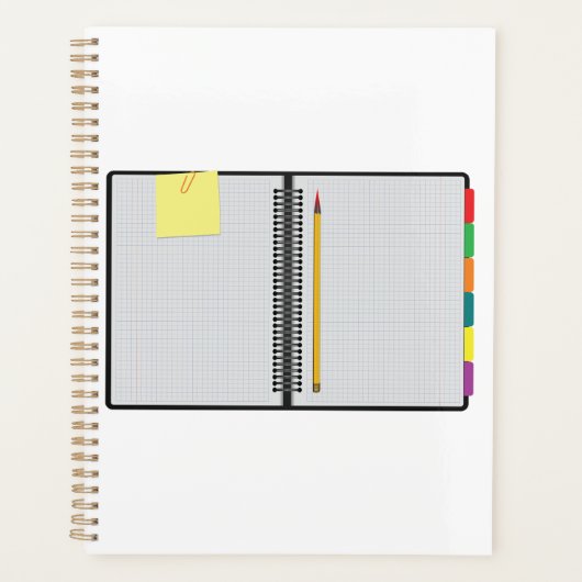 Open Graph Paper Notebook with Pencil (Devant)