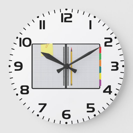 Open Graph Paper Notebook with Pencil Grote Klok (Voorkant)