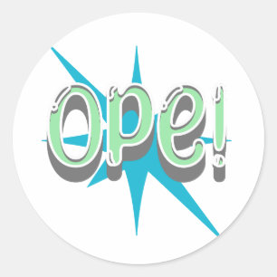 Open, grappige Midwestern Slang Retro groen en b Ronde Sticker