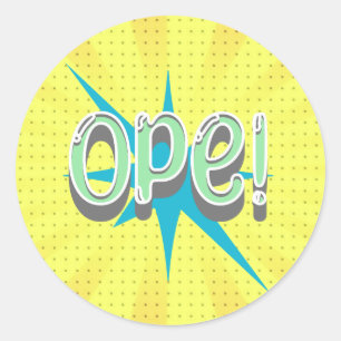 Open, grappige Midwestern Slang   Retro groen en b Ronde Sticker