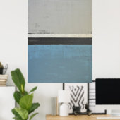 'Open' grijze en Blauwgroen Abstracte kunst Poster (Thuiskantoor)