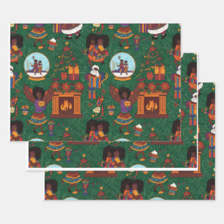 Open haard en Kente stof Inpakpapier Vel