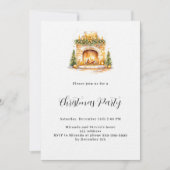 Open haard gezellige home tree luxe kerstfeest kaart (Voorkant)