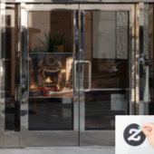 Open haard Kerstmis Venster Cling Raamsticker (Kantoordeur)