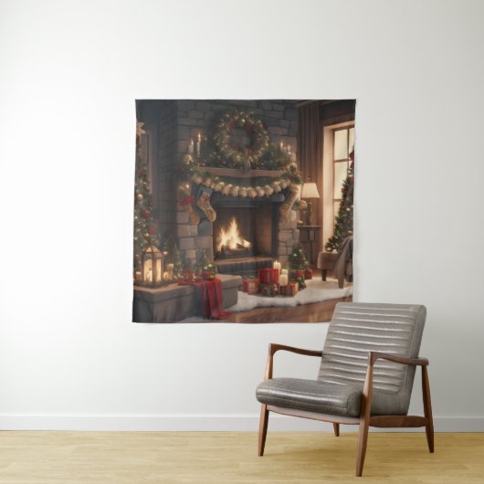 Open haard kersttapijt wandkleed (In situ)