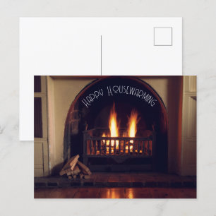 Open haard thuis briefkaart