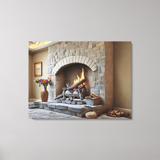 Open haard thuis canvas afdruk (Voorkant)