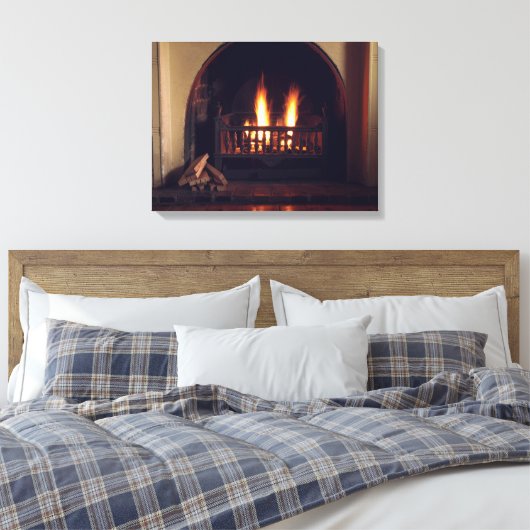 Open haard thuis canvas afdruk (Insitu (Slaapkamer))