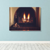 Open haard thuis canvas afdruk (Insitu (Houten vloer))