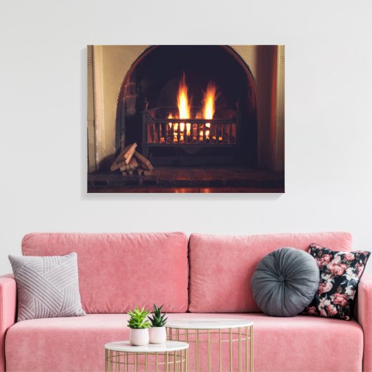 Open haard thuis canvas afdruk (Insitu (Woonkamer))