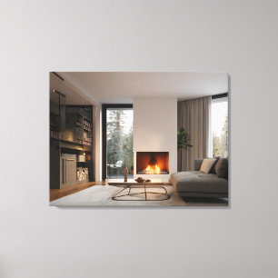 Open haard thuis canvas afdruk