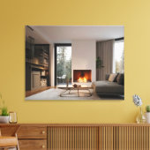 Open haard thuis canvas afdruk (Insitu (Woonkamer))