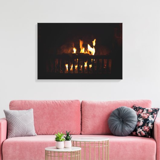 Open haard thuis canvas afdruk (Insitu (Woonkamer))