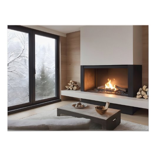 Open haard thuis foto afdruk (Voorkant)