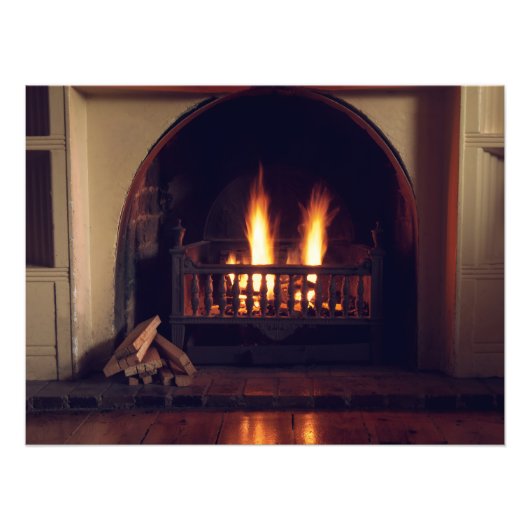 Open haard thuis foto afdruk (Voorkant)
