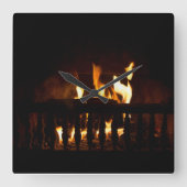 Open haard thuis vierkante klok (Voorkant)