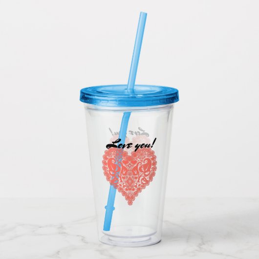 Open hart acryl drinkbeker (Achterkant)