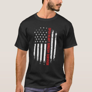 Open hartchirurgie Survivor American Flag Recovery T-shirt