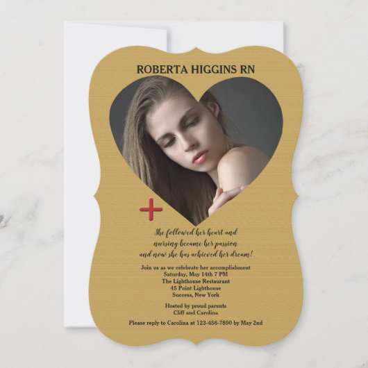 Open Heart Gold Photo Graduation Invitation (Devant)