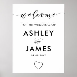 Open Heart Weddenschap Welkomstteken, zwart-wit Poster
