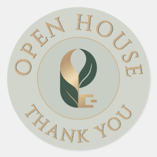 Open House Bedankt Zegel Logo Sticker Salie + Goud