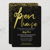 Open House Feest Black Gold Kaart (Voorkant / Achterkant)