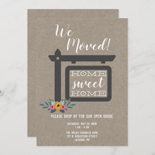 Open House Invitation, We Moved Uitnodiging (Voorkant / Achterkant)