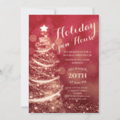 Open House Party - Red & Gold Holiday Kaart (Voorkant)