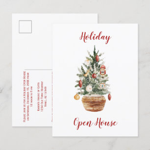 Open House Party voor de kerstboom in het bijtende Briefkaart