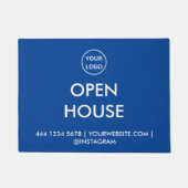 Open House Property Listing Blue Real Estate Deurmat (Voorkant)