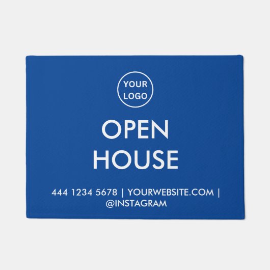 Open House Property Listing Blue Real Estate Deurmat (Voorkant)