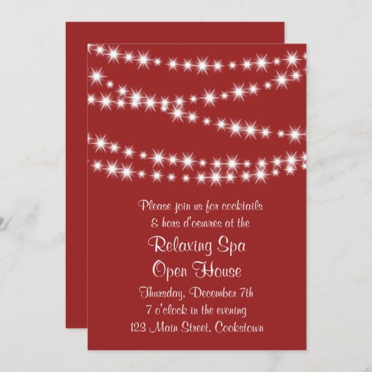 Open House Red Twinkle Lights Kaart (Voorkant / Achterkant)