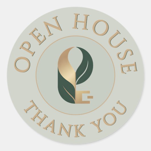 Open House Thank You Seal Logo Sticker Sage + Gold (Voorkant)