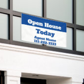 Open House Today Blue and White Real Estate Agent Spandoek (Buitenkant Gebouw)