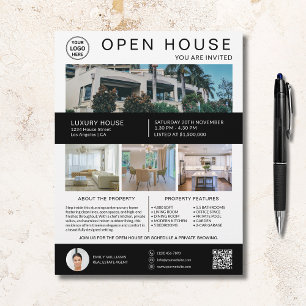 Open House Vastgoedmakelaar Logo Foto QR Flyer